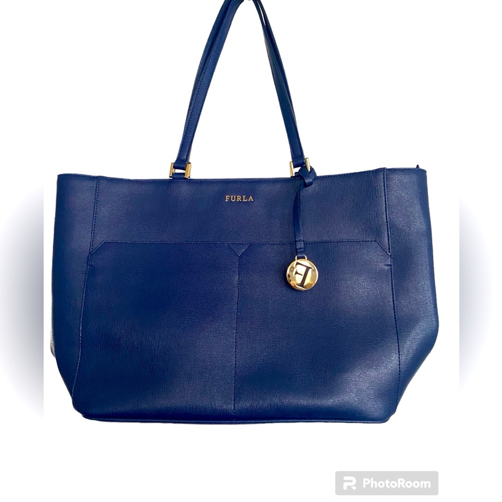 Blue Furla Leather Tote Bag